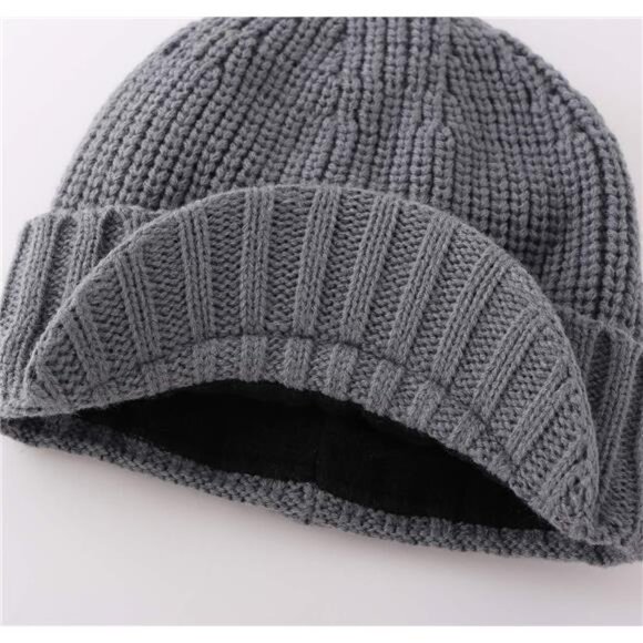 Men's Winter Hat Thick Knit Beanie Cap light Grey - Picture 2 of 7